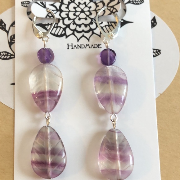 Fluorite & Amethyst Earrings - Picture 7 of 7